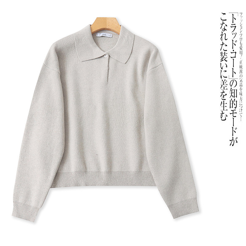 K4528外贸欧美单女士羊毛衫冬季新款翻领套头宽松百搭毛衣针织衫