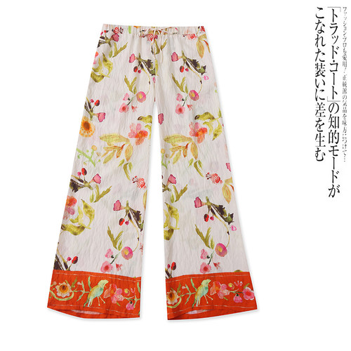 AA5398外贸欧美女士休闲裤夏季新款松紧腰复古印花宽松显瘦阔腿裤