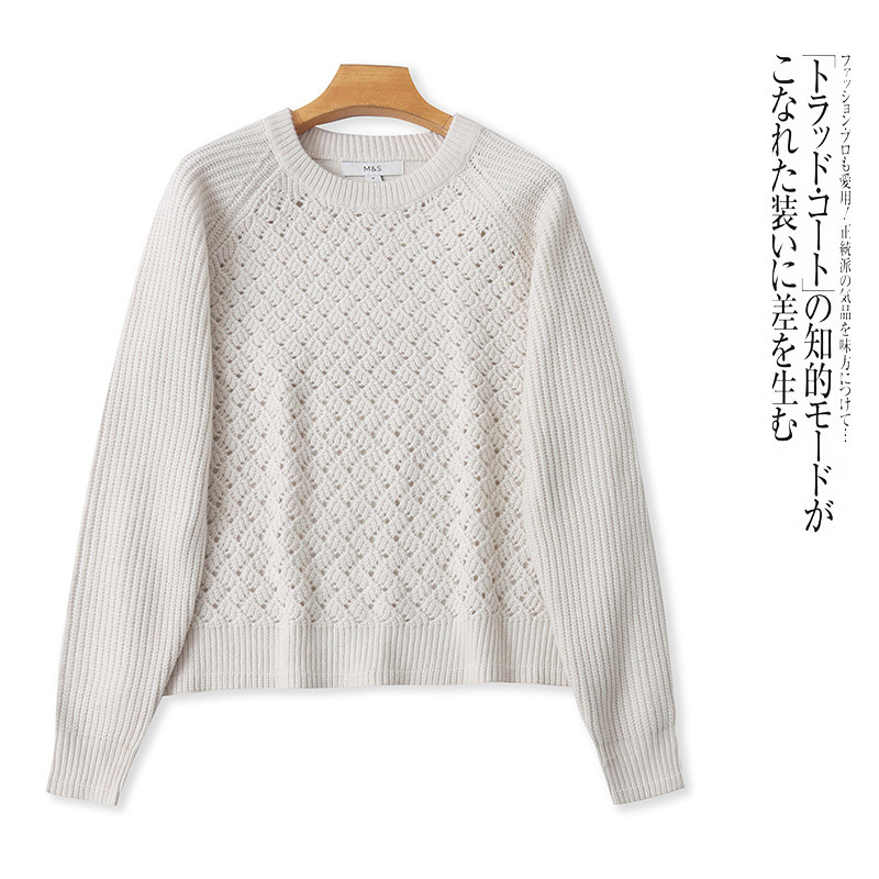 O5298外贸欧美单女装毛衣新款圆领套头时尚宽松休闲百搭针织衫