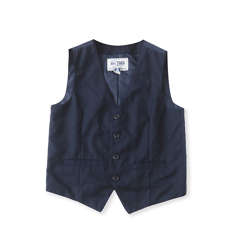 外贸欧美单儿童马夹秋季新款V领纽扣西装背心中大童男孩礼服马甲