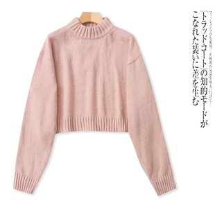 针织衫 A5920外贸欧美单女生毛衣冬季 短款 圆领套头宽松时尚 新款