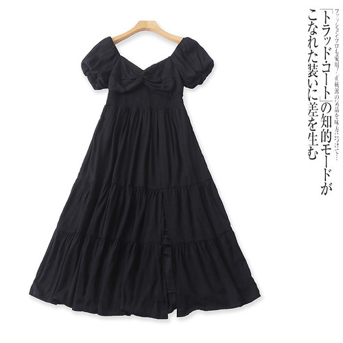 D9463外贸欧美女士连衣裙夏季蛋糕裙泡泡袖收腰显瘦开叉连衣裙