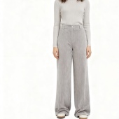 C2603外贸欧美女士休闲裤 显瘦百搭长裤 新款 高腰宽松灯芯绒直筒裤