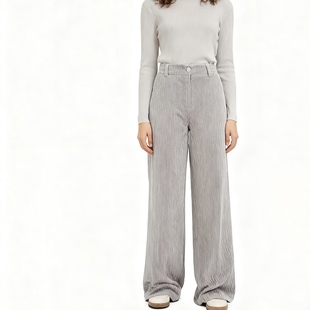 显瘦百搭长裤 高腰宽松灯芯绒直筒裤 新款 C2603外贸欧美女士休闲裤