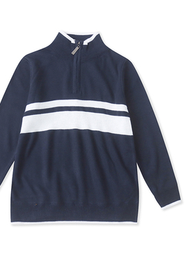 N5956外贸欧美男童针织衫新款立领半高领半拉链套头拼色休闲毛衣