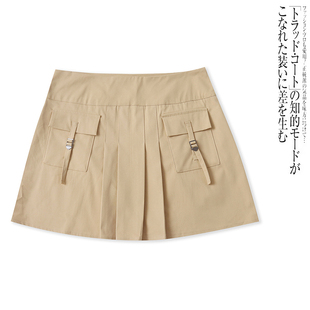 A2888外贸欧美女士半身裙夏季新款工装风百褶短裙高腰显瘦休闲裙