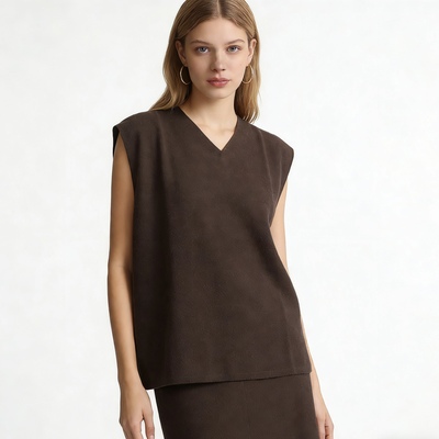 A9465外贸欧美单女士针织马甲新款V领套头时尚百搭毛衣背心马夹