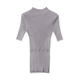 线衫 D4544外贸欧美单女士针织衫 弹力修身 半高领套头五分袖 新款