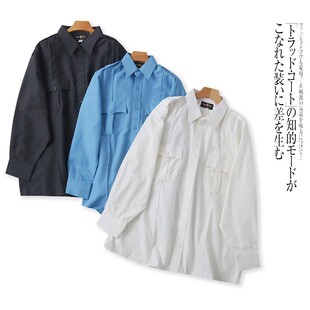 新款 外贸欧美单大码 衬衫 长袖 翻领单排扣两袋口宽松衬衣 男士