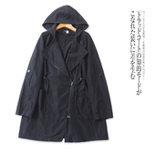 连帽斜拉链设计宽松中长款 II0325外贸欧美单休闲外套秋季 新款 上衣