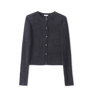 H4290外贸欧美单女士毛衣开衫秋冬新款半圆领单排扣修身针织衫