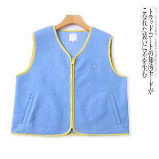 V5270外贸欧美单女士阳光绒马甲新款V领拉链双面绒百搭背心坎肩