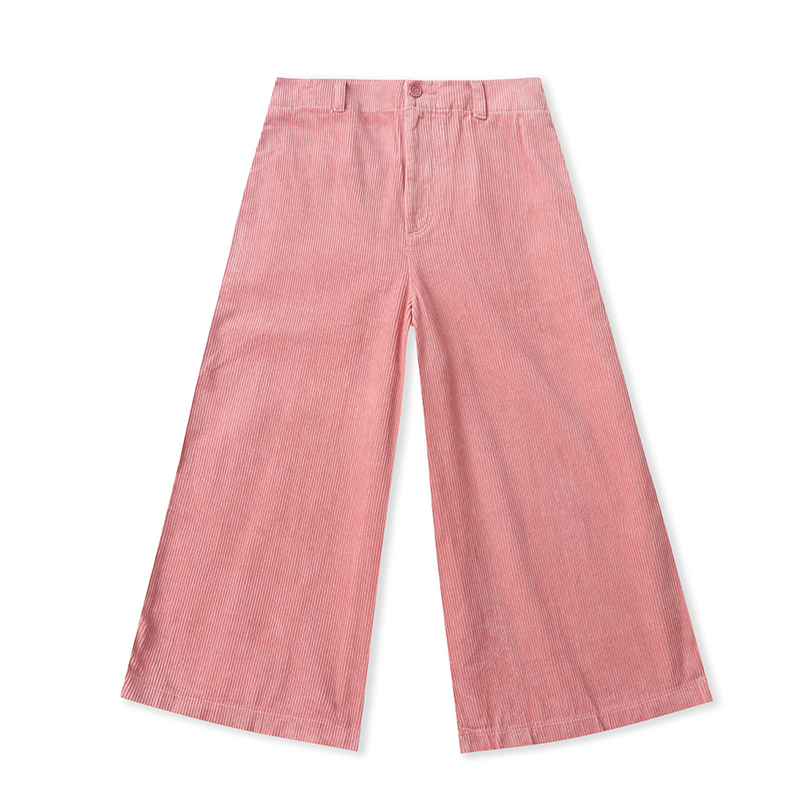 H5643外贸欧美单女士阔腿裤新款灯芯绒宽松显瘦七分裤时尚靴裤