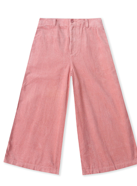 H5643外贸欧美单女士阔腿裤新款灯芯绒宽松显瘦七分裤时尚靴裤