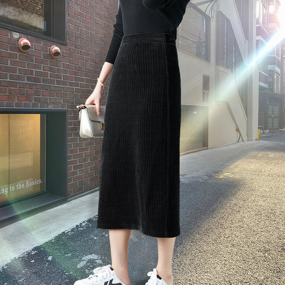 清仓高腰开叉半身裙女秋冬2025大码百搭裙子中长款胖mm a字包臀裙