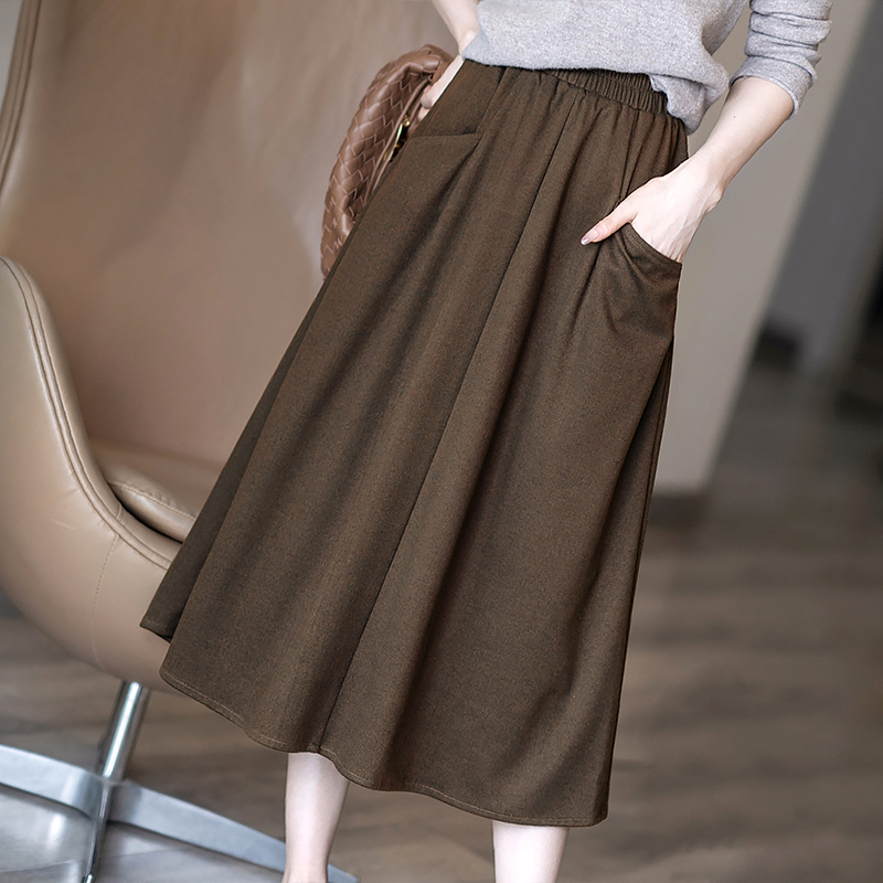 女哥中长款a字大摆百褶裙半身裙