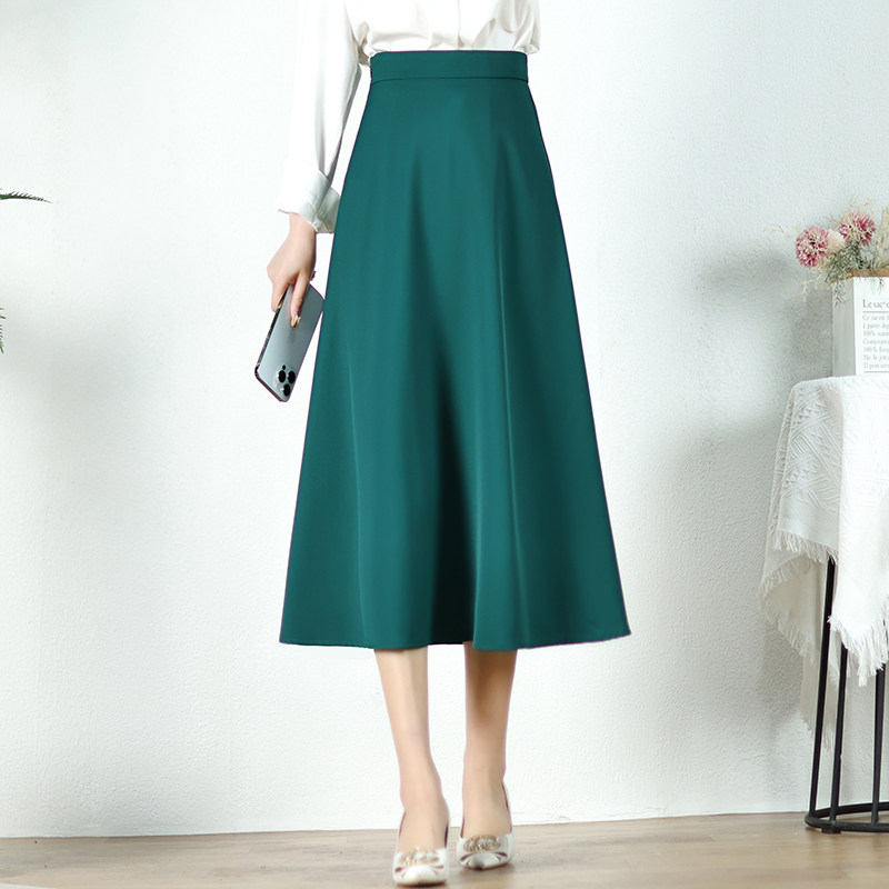 大码半身裙女春夏 a字裙子新款大码百褶裙梨形身材长裙小个子伞裙