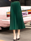 绿色百褶裙春夏季 半身裙女百叶裙子百折伞裙大码 长裙垂感半裙中裙