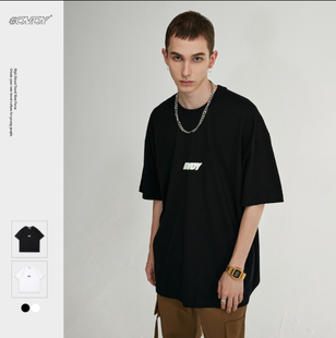 男原创设计感oversize百搭夏 t恤潮机械手英文短袖 OVDY 2021年新款