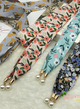 新款夏季印花腰带女百搭连衣裙打结收腰绳绑发飘带diy包包装饰带