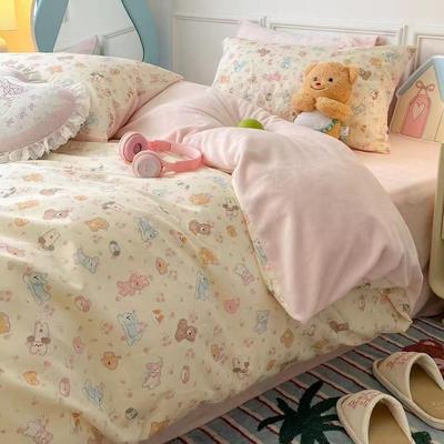 可爱小萌物棉加绒三四件套AB面