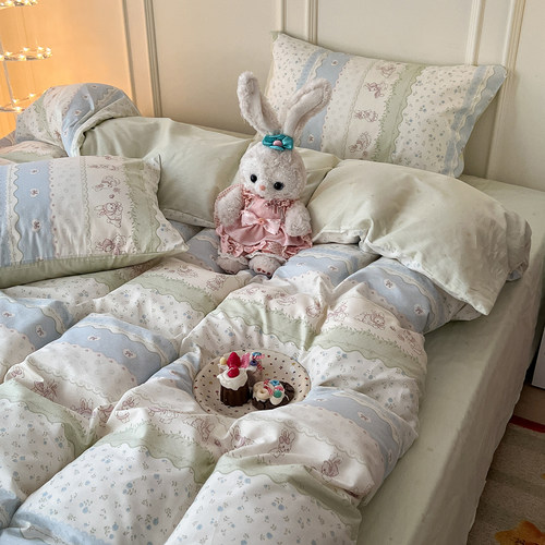 ins风韩系小碎花兔兔纯棉四件套