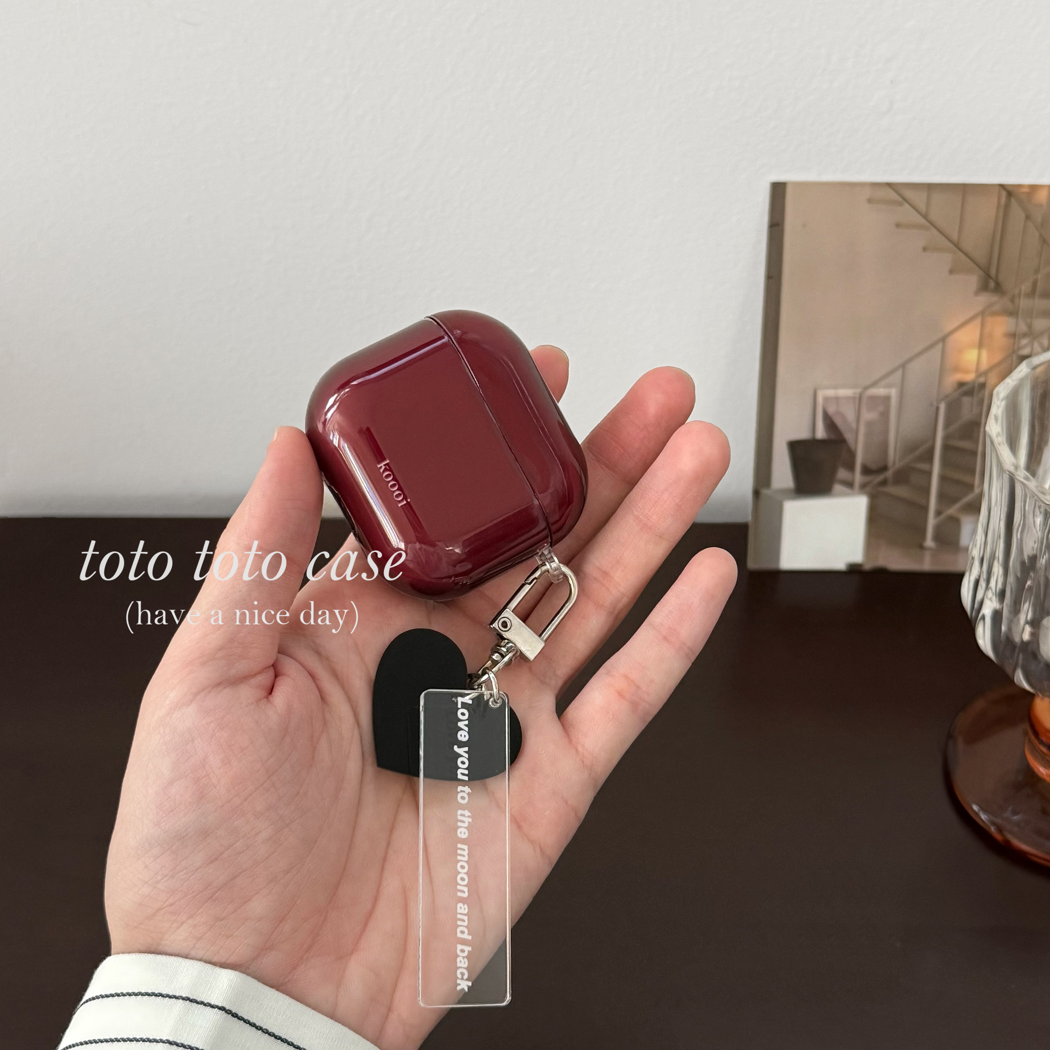 复古酒红色半透AirPods4代耳机套