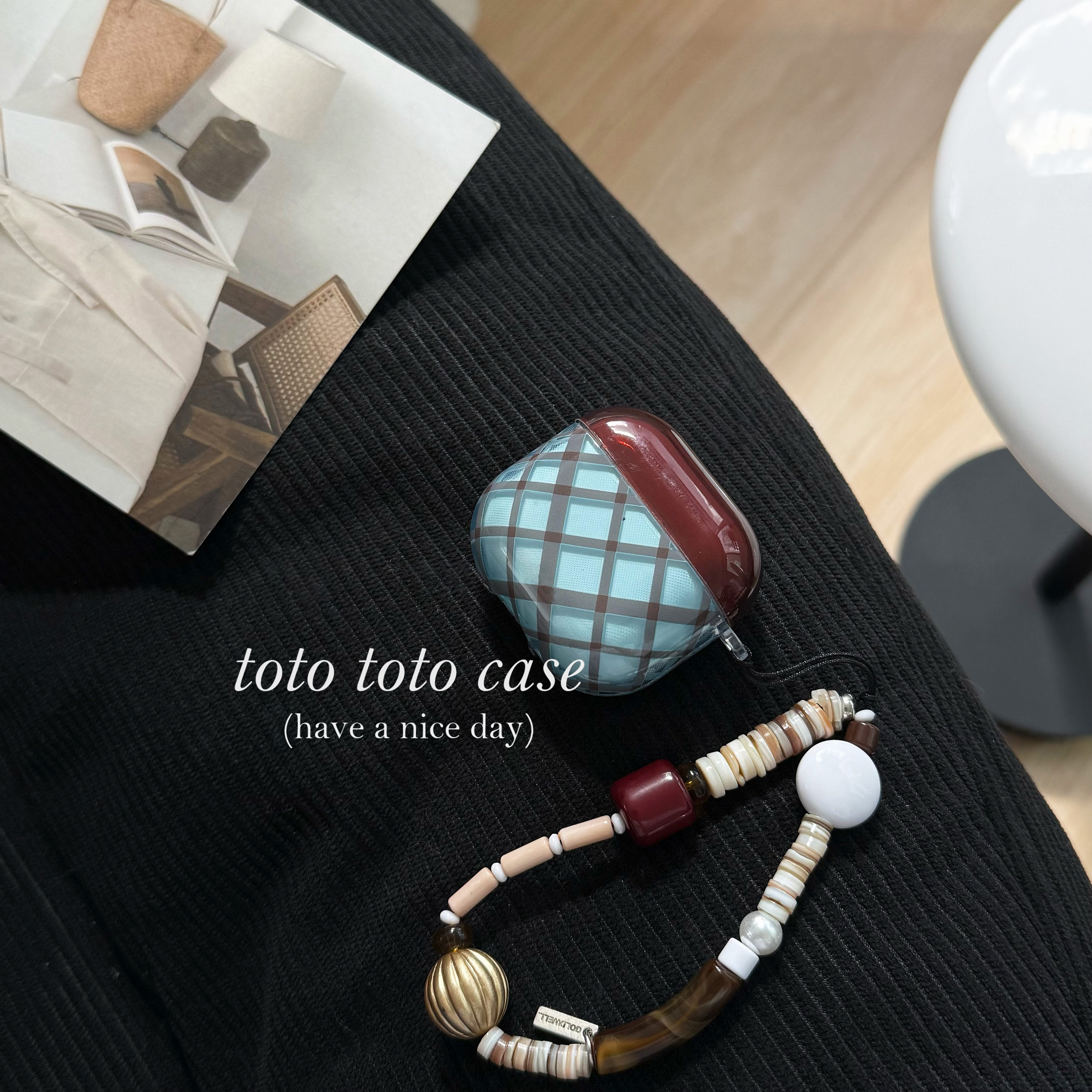 复古蓝格纹半透Airpods4代耳机套