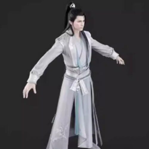 3dmax古代武侠仙侠次世代古装汉服男人古风人物带绑定动作3d模型