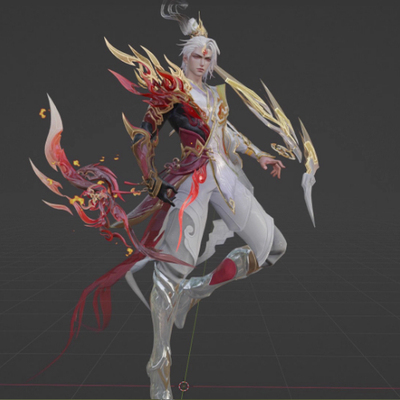 Blender国潮手游人物澜蛇年限定愿照九州拓高精度3D模型无绑定