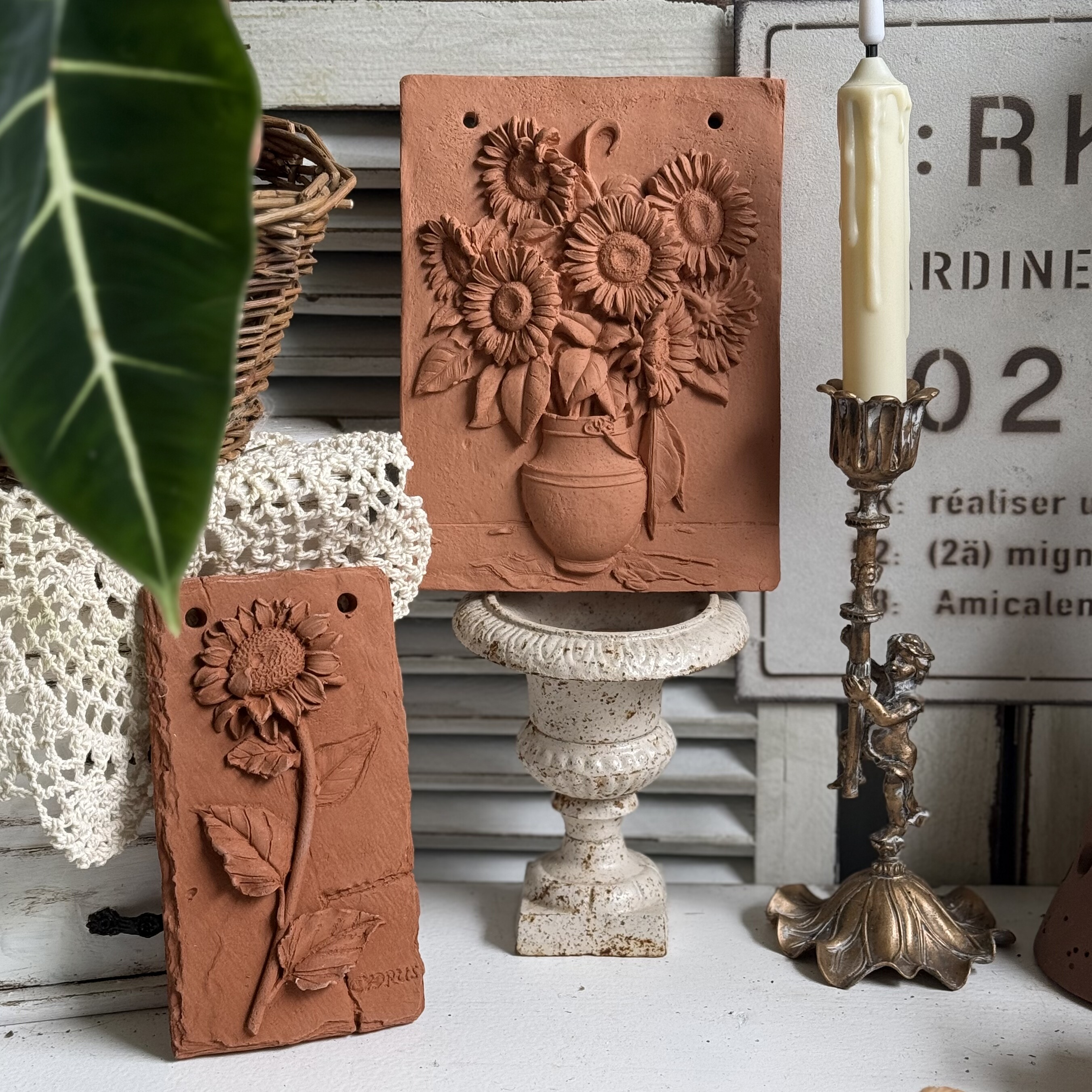 红陶向日葵浮雕陶土复古做旧多肉绿植盆红陶花盆摆件杂货,家居饰品,户外/庭院摆件,淘宝优惠券,粉丝福利购,淘宝优惠卷