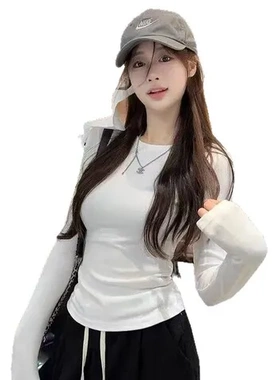 修身小众长袖新款打底衫秋显瘦内搭女欲上衣舒肤绒T恤纯甜妹
