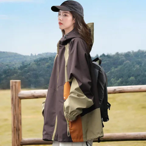 潮夹克工装冲锋衣户外多色美式高街新款防水防风登山连帽外套春季