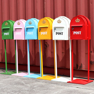 欧式复古铁艺信报箱立式邮箱意见箱 多色选择 商业办公家具首选
