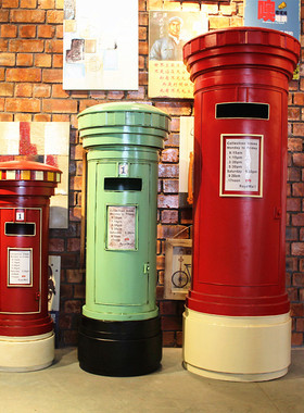 特大号复古英伦红色邮筒模型邮政信箱邮箱摄影道具酒吧装饰品摆件