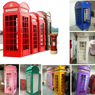 复古电话亭室外道具摆件商场装饰道具铁艺英伦咖啡厅装饰品网红店
