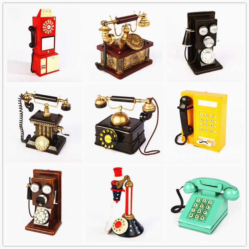 欧式复古怀旧电话机模型摆件电视柜装饰品咖啡厅店铺橱窗摄影道具