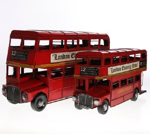 公交车 红色巴士模型 车模 摆件模型 复古双层巴士英伦伦敦风格