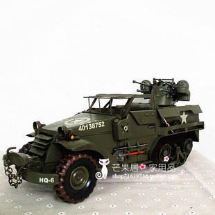 铁皮车模二战美军威利斯吉普车卡车模型 仿古做旧工艺礼品