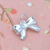 S925纯银可爱蝴蝶结小吊坠 DIY红绳手链项链水晶手串饰品挂件配件