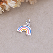 S925纯银彩虹桥小吊坠 DIY红绳手链项链水晶手串饰品挂件配件