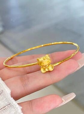 999足金KT猫蝴蝶结手镯