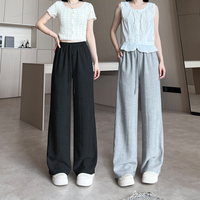 冰絲亞麻直筒褲女夏季薄款
