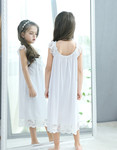 夏女童无袖莫代尔棉透气亲肤长款韩版母女亲子公主睡裙睡衣家居服