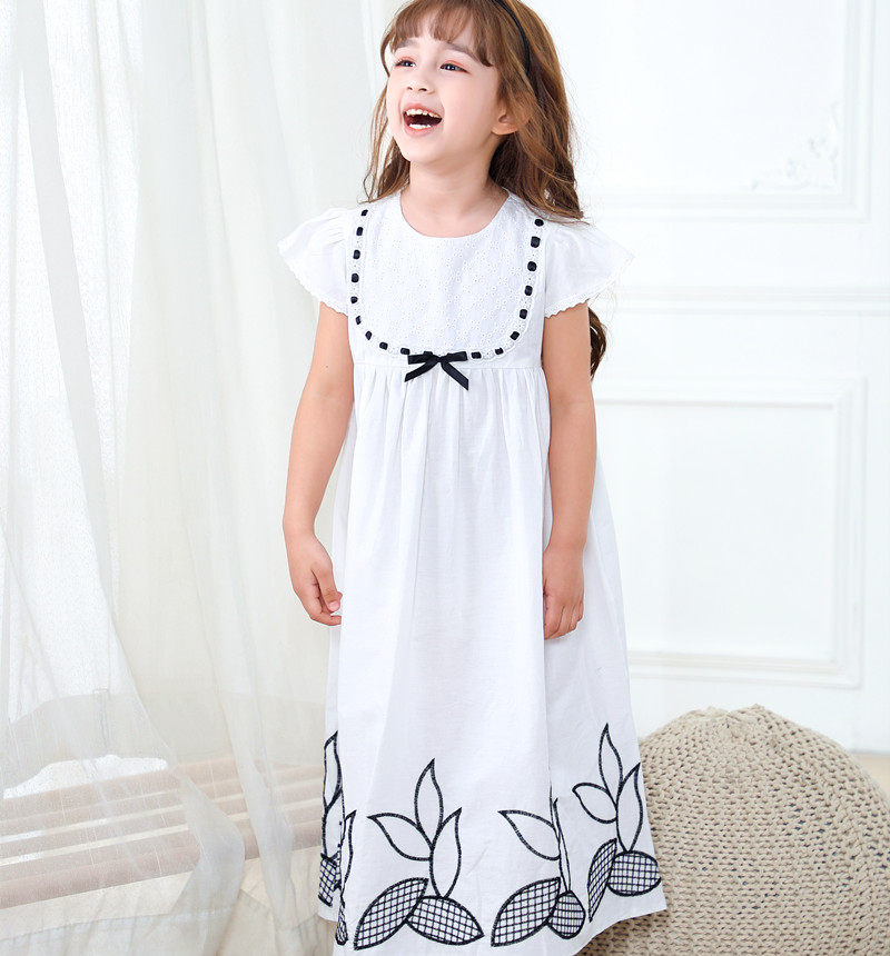 女童装新款纯棉刺绣长款精致可爱飞袖日韩小礼服宫廷公主连衣裙 - 淘宝联盟商品