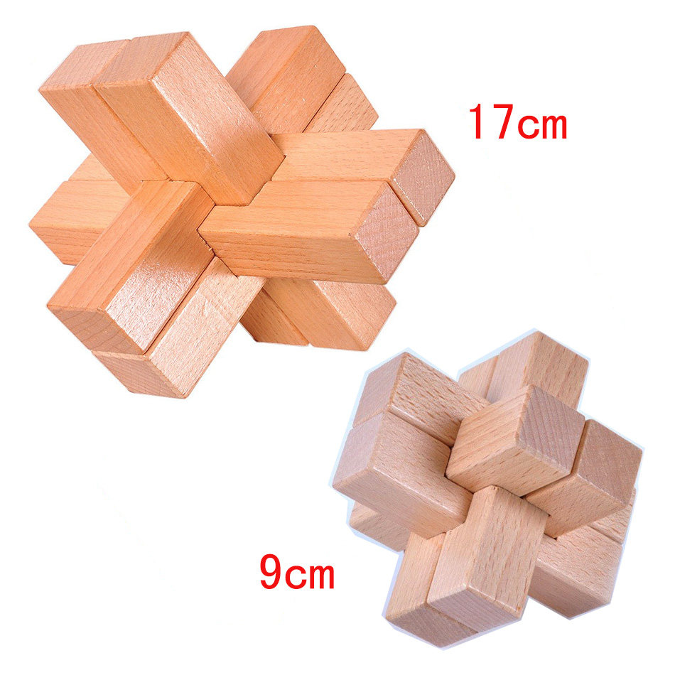 成人古典木制玩具智力玩具孔明锁 孔明球鲁班锁大号六通 17cm 9cm