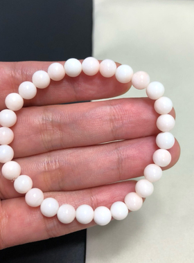 七宝珊瑚：白白圆珠手串手链，品质如图，重8.4克
