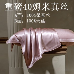纯色6A级40姆米真丝枕套100%桑蚕丝枕头套单人丝绸冰丝天丝48x74