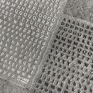 黑白英文大小写字母浮雕美甲贴纸简约因为字母防水背胶指甲装饰贴