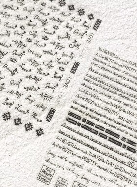 简约黑白创意英文字母美甲贴纸